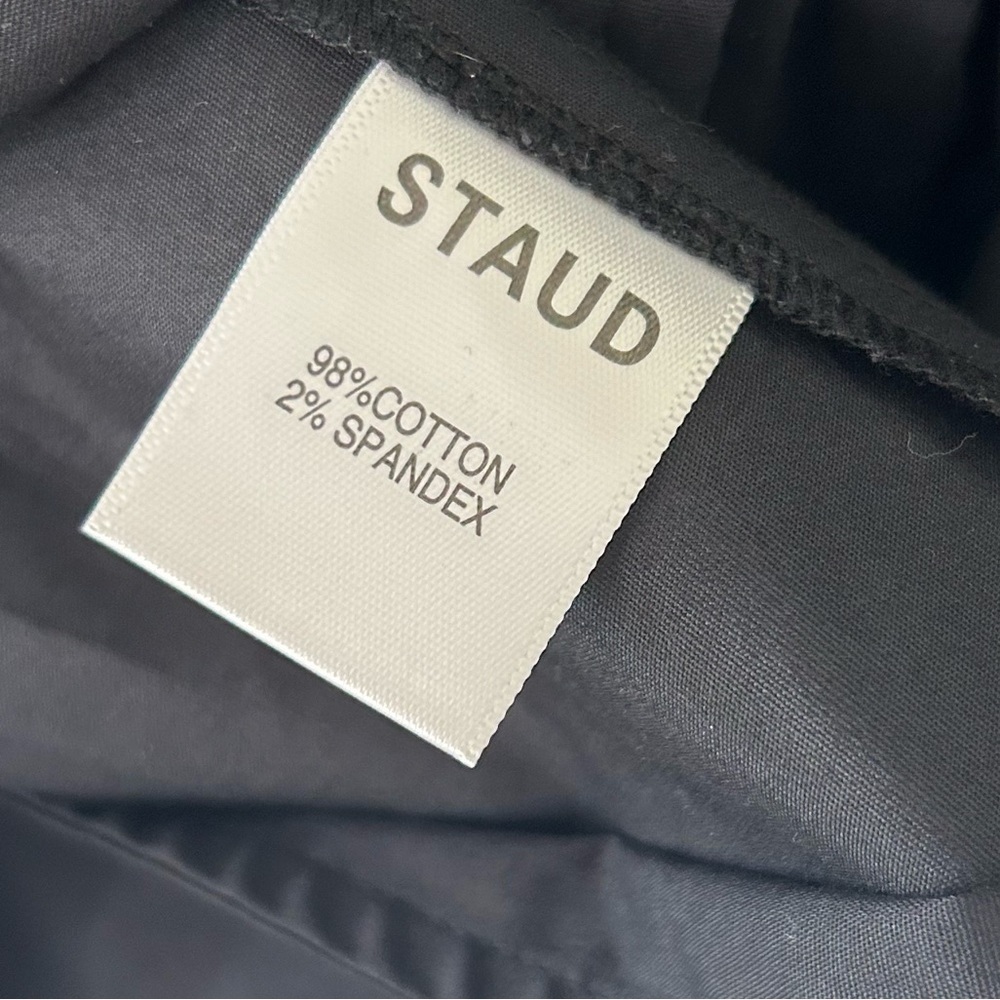 STAUD Luna Poplin V-Neck Open Back Puff Sleeve Top in Black - Picture 7 of 9